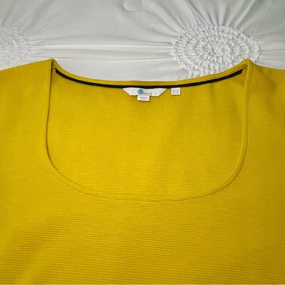 Boden Mustard Yellow Scoop Neck 3/4 Sleeve Cotton Blend Top Size 18 - Picture 7 of 14